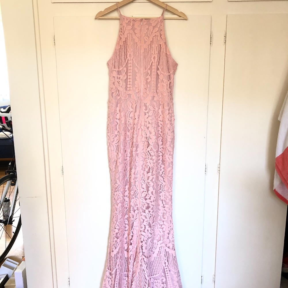 Bloomingdales Aqua Full-Length Pink Dress